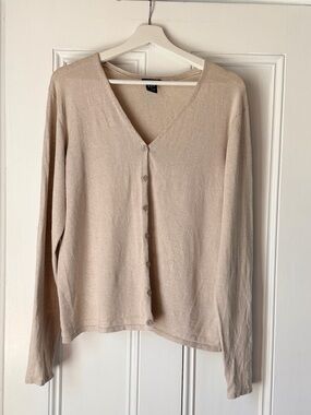 Gap Women’s Vintage Linen Stretch Cardigan Sweater Tan Beige XL Button Down